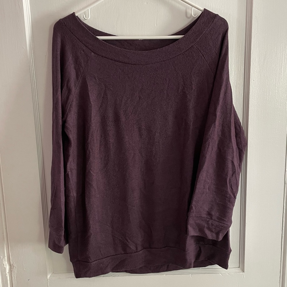Mix by 41Hawthorn plum 3/4 sleeve boatneck sweater.
